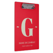 Cherry Red White Eleganmonogram: Trendy Template Klemmbrett (Rechts)