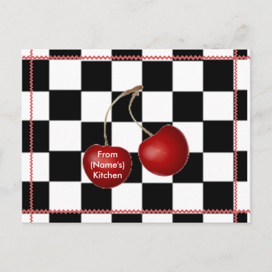 Cherry Retro Rezeptionskarten Postkarte (Vorderseite)