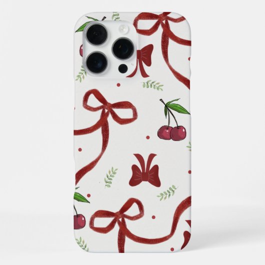 'Cherry Ribbon Coquette' iPhone 16 Pro Max Hülle (Rückseite)