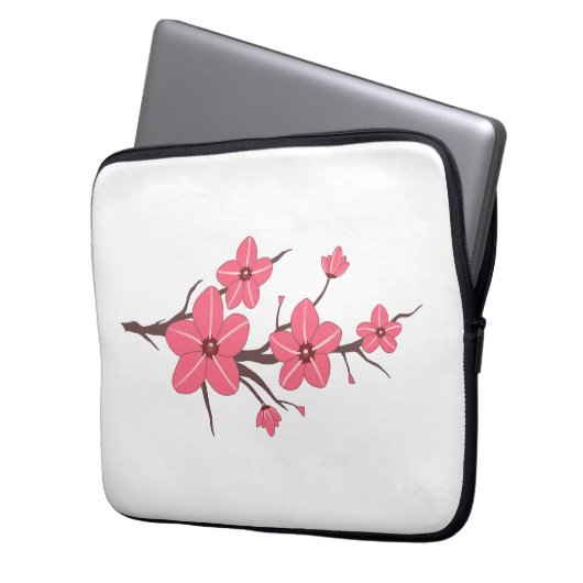 Cherry rosa Blume Muster ! Laptopschutzhülle (Vorderseite Links)