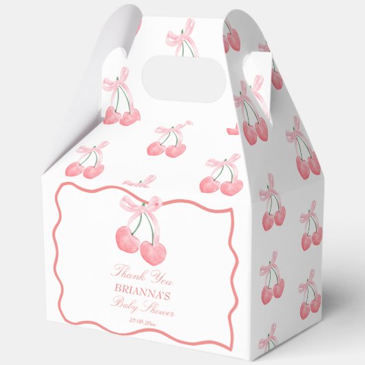 Cherry rosa Coquette Babydusche bevorzugt nach Maß Geschenkschachtel (Vorderseite)