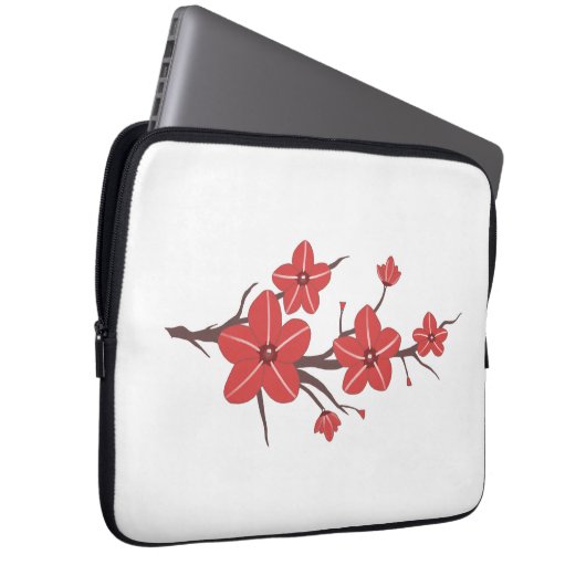 Cherry rote Blume Muster ! Laptopschutzhülle (Vorne Rechts)