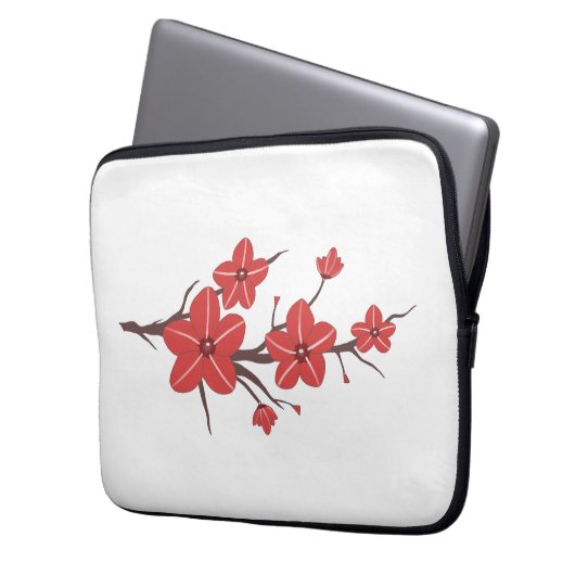 Cherry rote Blume Muster ! Laptopschutzhülle (Vorderseite Links)