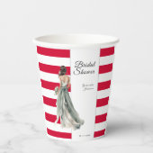 Cherry Rote Streifen lebhaftes, feines Brautparty Pappbecher (Vorderseite)