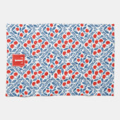 Cherry Rustic Farmhouse French Country Monogram Geschirrtuch (Horizontal)