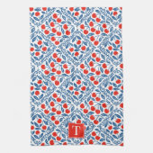 Cherry Rustic Farmhouse French Country Monogram Geschirrtuch (Vertikal)