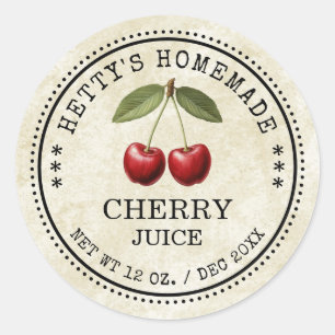 Cherry Saft Aufkleber für Ihre hausgemachten Rezep