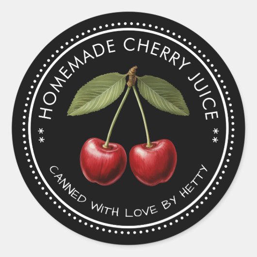 Cherry Saft Aufkleber für Ihre hausgemachten Rezep (Vorderseite)