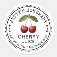 Cherry Saft Konservenaufkleber mit Vintagen Kirsch