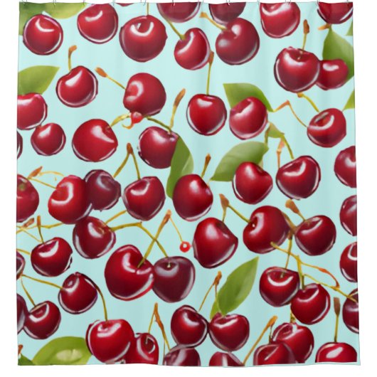 Cherry Seamless Pattern Duschvorhang (Vorderseite)