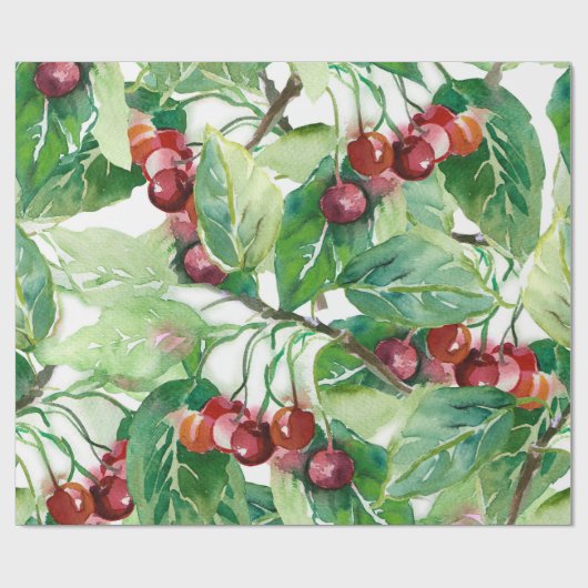 Cherry Seamless Pattern Geschenkpapier (Flach)