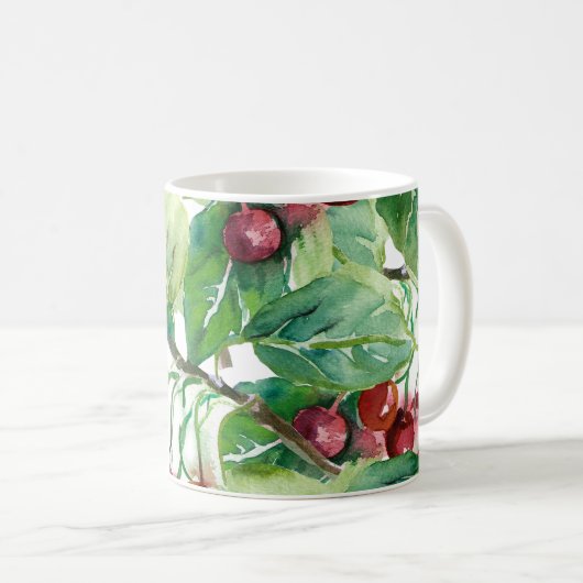 Cherry Seamless Pattern Kaffeetasse (VorderseiteRechts)