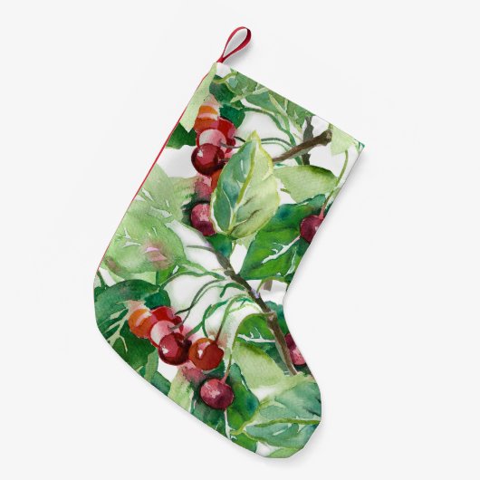 Cherry Seamless Pattern Kleiner Weihnachtsstrumpf (Vorderansicht (hängend))
