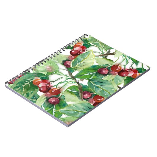 Cherry Seamless Pattern Notizblock (Linke Seite)