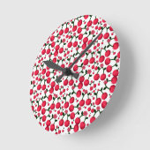 Cherry Seamless Pattern, Red Fruit Pattern,  Runde Wanduhr (Winkel)