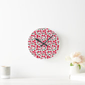 Cherry Seamless Pattern, Red Fruit Pattern,  Runde Wanduhr (Zuhause)