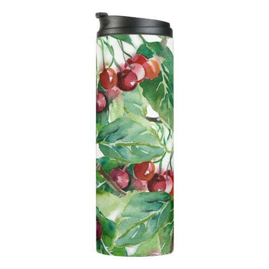 Cherry Seamless Pattern Thermosbecher (Nach rechts gedreht)
