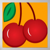 Cherry Simple Red Orange Modern Fruit Illustration Poster (Vorne)