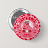 Cherry Skate | Retro Roller Skaten Geburtstag Button (Vorne & Hinten)