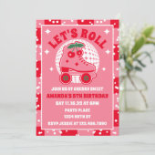 Cherry Skate | Retro Roller Skaten Geburtstag Einladung (Stehend Vorderseite)