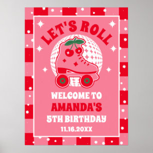 Cherry Skate   Retro Roller Skaten Geburtstag Poster