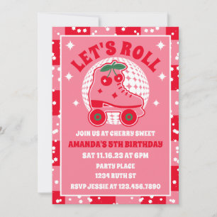 Cherry Skates Retro-Roller-Skate-Geburtstag Einladung