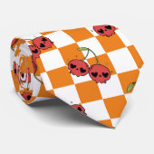 Cherry Skull Checkerboard - Bold Alt Style Krawatte (Gerollt)