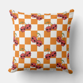 Cherry Skull Checkerboard - Niedliche Kawaii Vibes Kissen