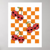 Cherry Skull Checkerboard - Punk Wall Art Poster (Vorne)