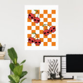 Cherry Skull Checkerboard - Punk Wall Art Poster (Heimbüro)
