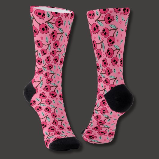 Cherry Skull Retro Valentine's Day Groovy Girly Socken