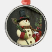 CHERRY SNOWMAN CHRISTMAS ORNANATION ORNAMENT AUS METALL (Vorne)