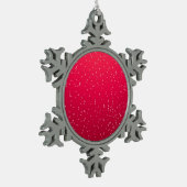 Cherry Soda mit winzigen Bläschen Hintergrundkunst Schneeflocken Zinn-Ornament (Links)