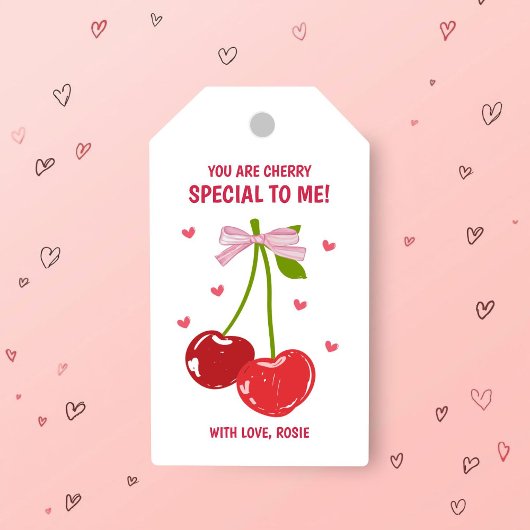 Cherry Special Valentine Gift Tag with Hearts Geschenkanhänger