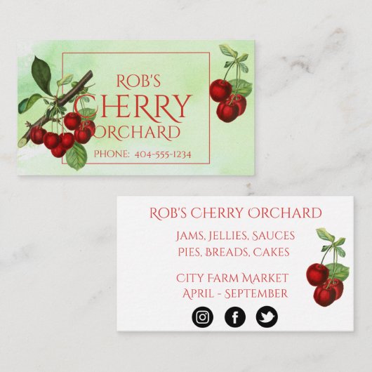 Cherry stemmt grüne Visitenkarte (Vorne/Hinten)