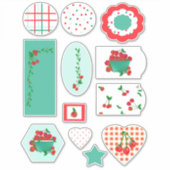 Cherry Stiems, Kariert und Dots Schneiden Vinyl St Aufkleber (Vorderseite)