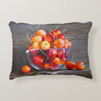 Cherry Still Life in Glass Stretched Canvas Print Dekokissen