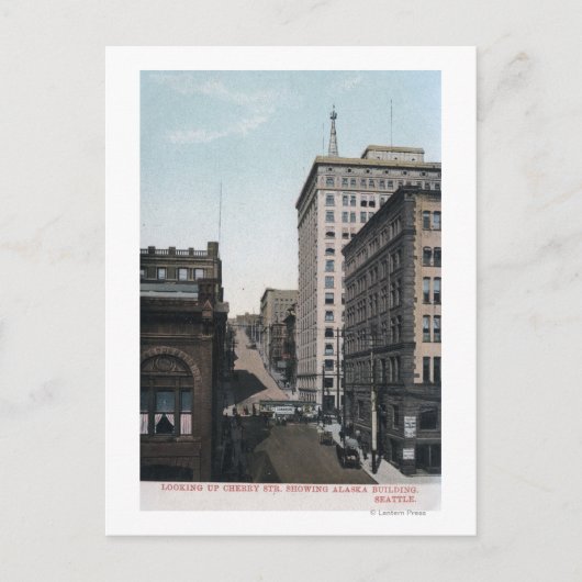 Cherry Street Scene mit Alaska Bldg Postkarte (Vorderseite)