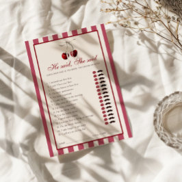 Cherry Strip Brautparty sagte er sagte, sie sagte  Einladung