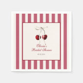 Cherry Stripe Brautparty Serviette (Vorderseite)