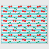 Cherry Stripe Muster - Retro Fruit Gift & Decke Geschenkpapier (Flach)