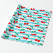 Cherry Stripe Muster - Retro Fruit Gift & Decke Geschenkpapier (Ungerollt)
