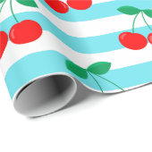 Cherry Stripe Muster - Retro Fruit Gift & Decke Geschenkpapier (Rolleneckpunkt)