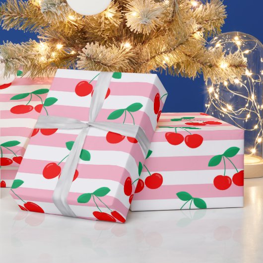 Cherry Stripe Muster - Retro Fruit Gift & Decke Geschenkpapier (Feiertage)