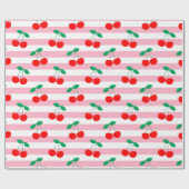 Cherry Stripe Muster - Retro Fruit Gift & Decke Geschenkpapier (Flach)