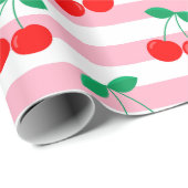 Cherry Stripe Muster - Retro Fruit Gift & Decke Geschenkpapier (Rolleneckpunkt)