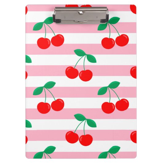 Cherry Stripe Muster - Retro Fruit Gift & Decke Klemmbrett (Vorderseite)