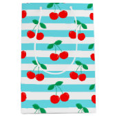 Cherry Stripe Muster - Retro Fruit Gift & Decke Mittlere Geschenktüte (Vorderseite)