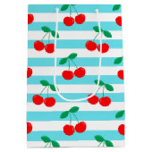 Cherry Stripe Muster - Retro Fruit Gift & Decke Mittlere Geschenktüte (Rückseite)