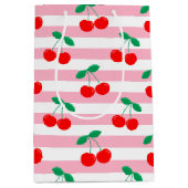Cherry Stripe Muster - Retro Fruit Gift & Decke Mittlere Geschenktüte (Vorderseite)